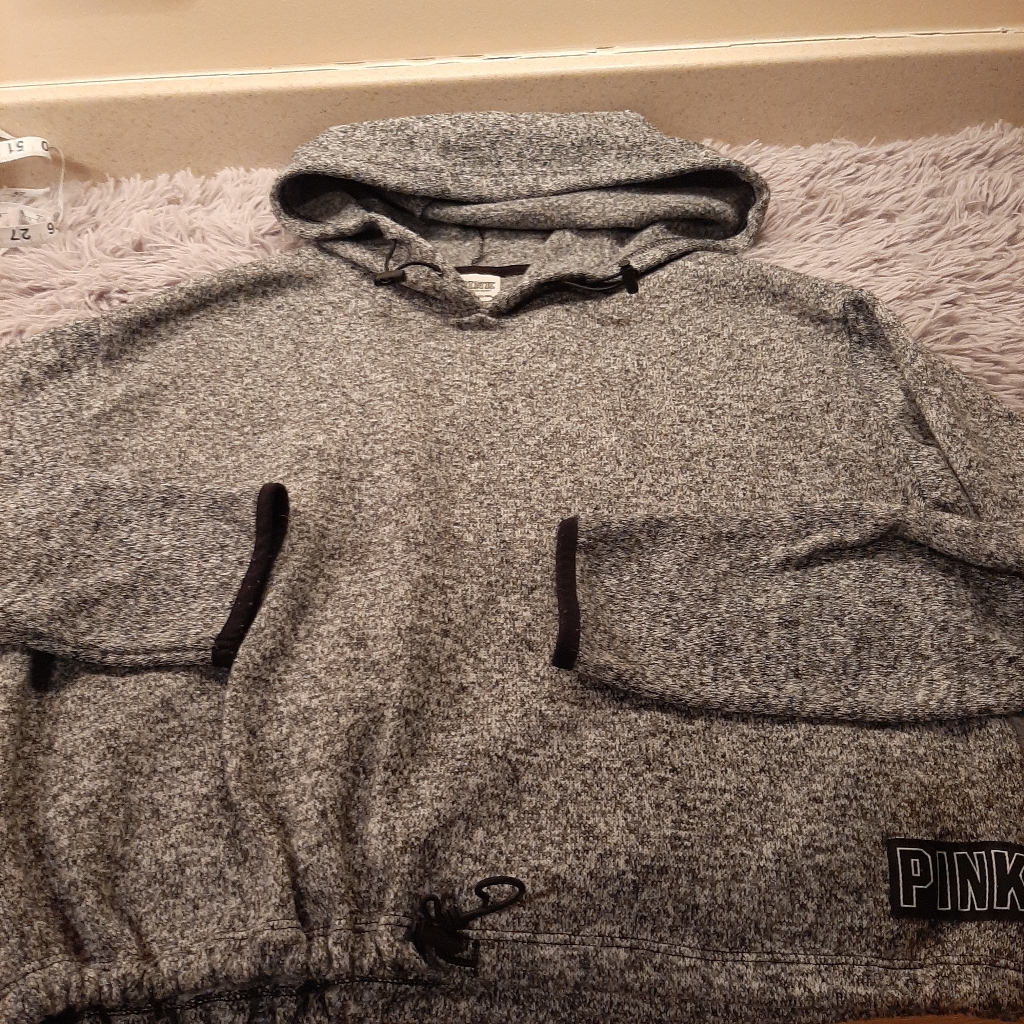 Pink Size Small Gray Hooded Sweatshirt